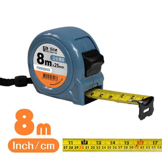 Steel Measuring Tape 8M x 25mm - Retractable and Durable Design